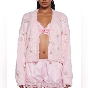 Dolls Kill Pink And Pearl Cardigan
